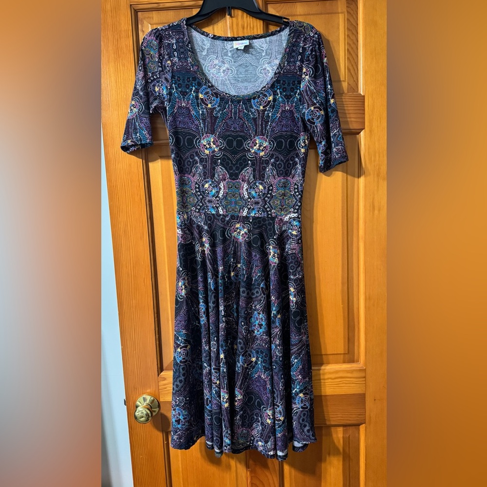 LuLaRoe Purple and Blue Fit and Flare Dress